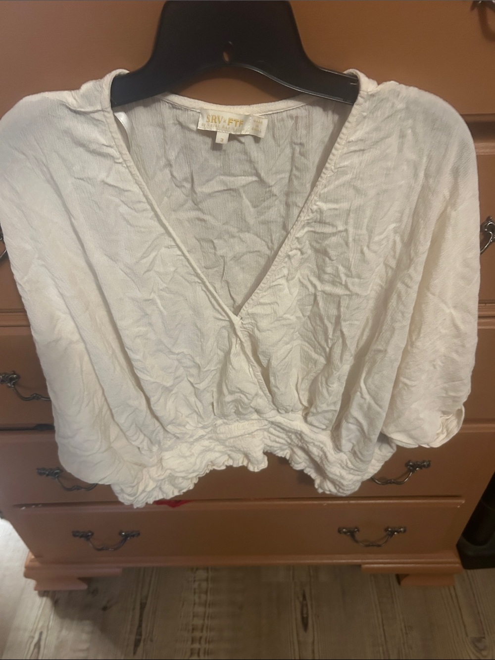White V-Neck Cropped Blouse